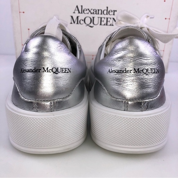 Alexander Mcqueen Men’s White Metallic Sneaker Shoes $540 Size US 9/EU 42 - Picture 8 of 10